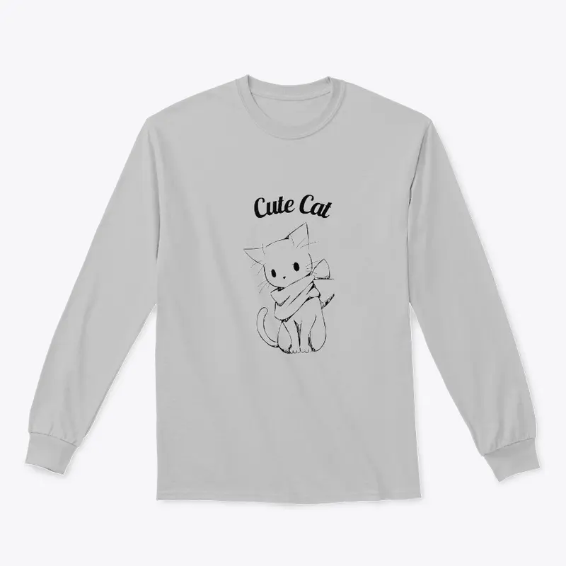 Adorable Gray ‘Cute Cat’ T-shirt